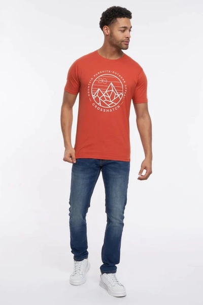 Shop Crosshatch Mens Talung Marl T-shirt In Red