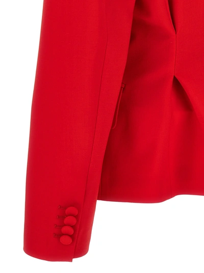 Shop Giuseppe Di Morabito All Over Crystal Lapel Blazer Jackets Red