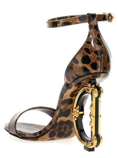Shop Dolce & Gabbana Animal-print With Logo Heel Sandals In Multicolor