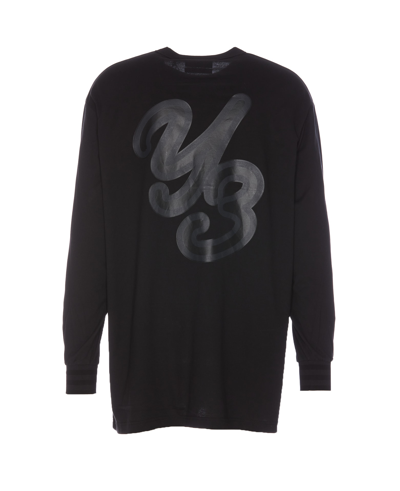 Shop Y-3 Logo Long Sleeves T-shirt In Black