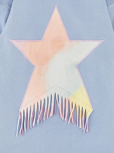 Shop Stella Mccartney Fringed Star Embroidery Dress In Light Blue