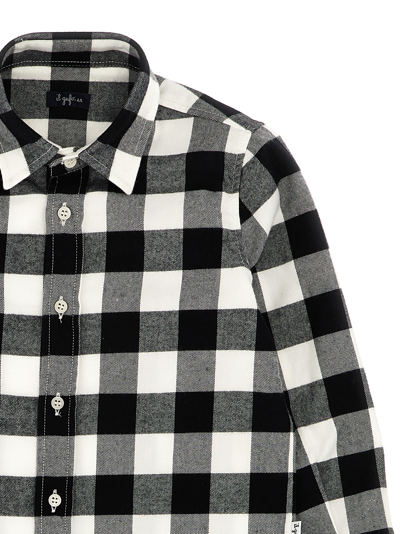 Shop Il Gufo Flannel Shirt In White/black