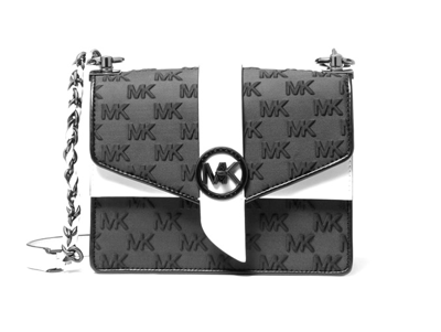 Michael Kors Ladies Greenwich Small Logo And Leather Crossbody Bag - Black