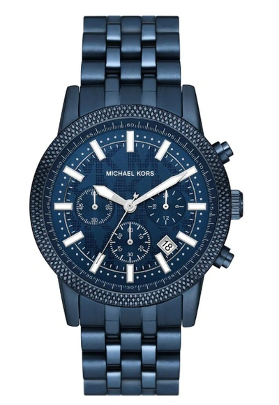 Shop Michael Kors Hutton Chronograph Quartz Blue Dial Mens Watch Mk9088