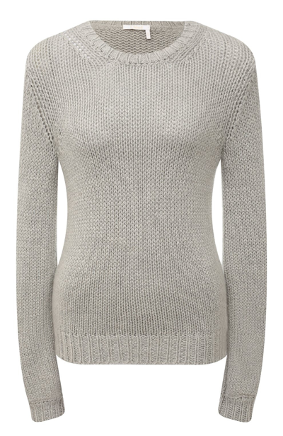 Shop Chloé Chloe Ladies Shadow Grey Ribbed Cashmere Sweater