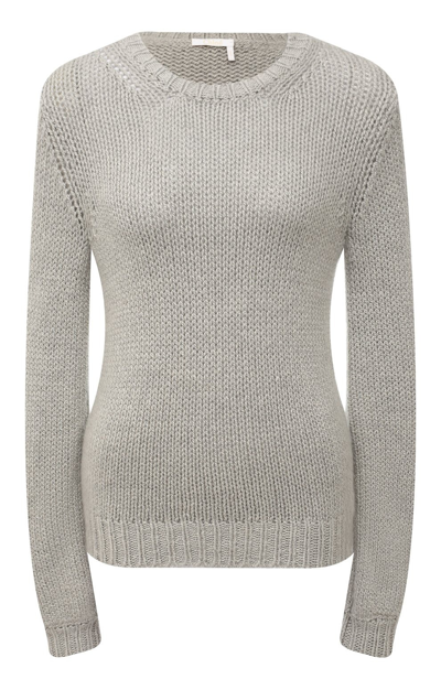 Chloé Chloe Ladies Shadow Grey Ribbed Cashmere Sweater In Shadow Grey