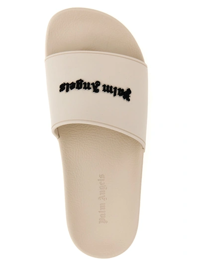 Shop Palm Angels New Logo Sandals In White/black