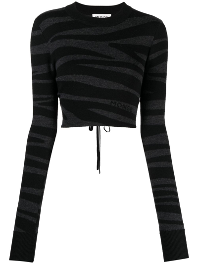 Monse Zebra-knit Cropped Jumper In Grey