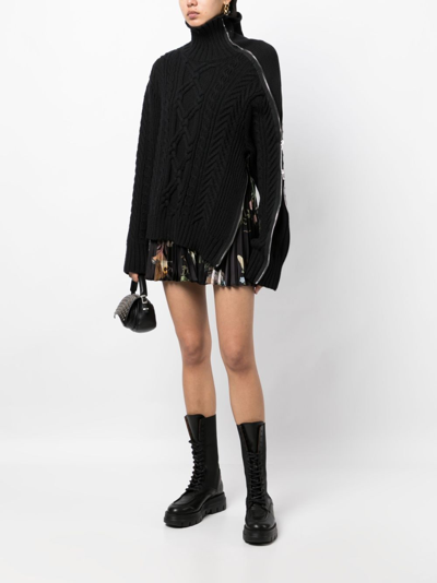 Shop Monse Cable-knit Zip-detailed Jumper In Black