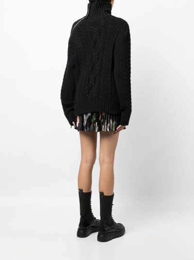 Shop Monse Cable-knit Zip-detailed Jumper In Black