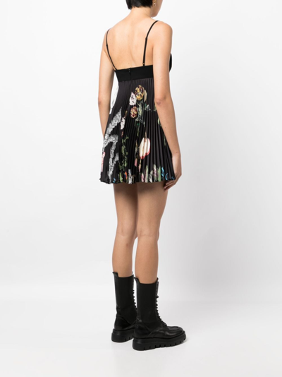 Shop Monse Graphic-print Pleated Minidress In Black
