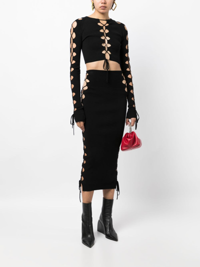 Shop Monse Lace-up Detail Cropped Jumper In Black