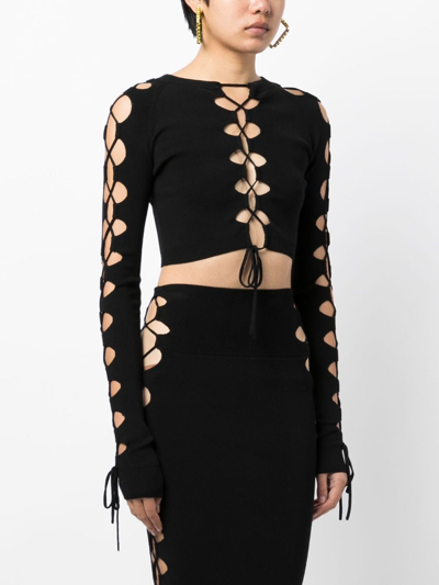 Shop Monse Lace-up Detail Cropped Jumper In Black