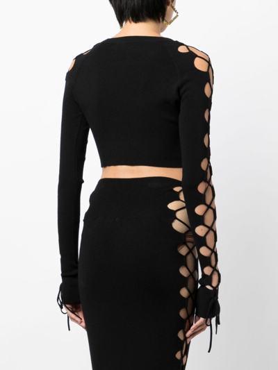 Shop Monse Lace-up Detail Cropped Jumper In Black