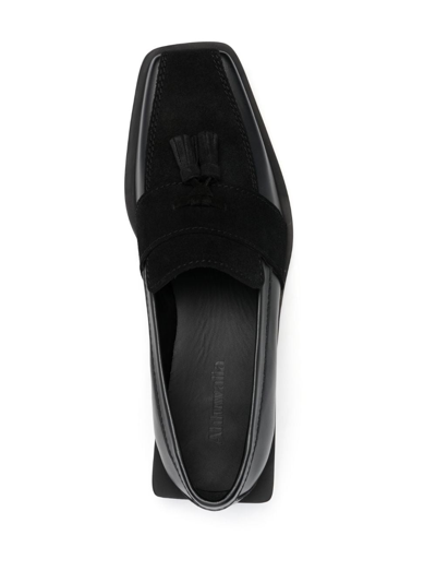 Shop Ahluwalia Dholak Tassle-detail Loafers In Black Leather Black Suede