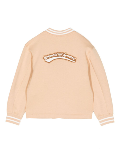 Emporio Armani Logo-patch Bomber Jacket In Neutrals