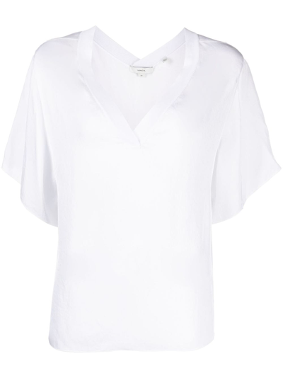 Shop Vince V-neck Short-sleeved T-shirt In White