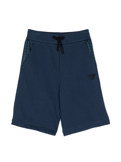 Shop Emporio Armani Logo-patch Cotton Shorts In Blue