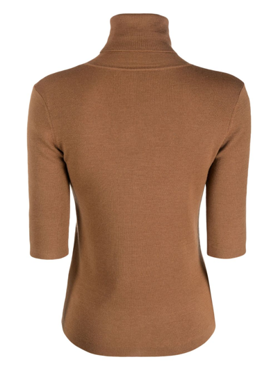 Shop Filippa K Roll-neck Knitted Top In Brown