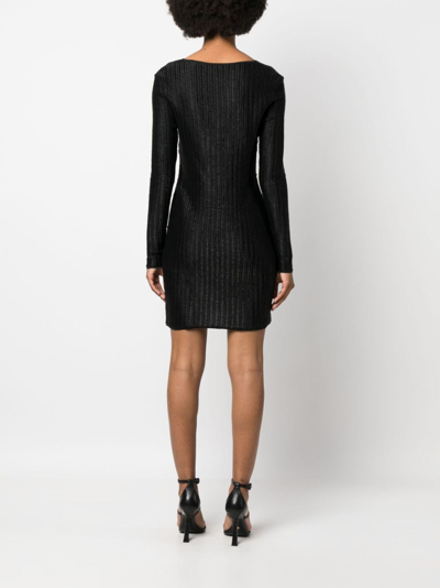 Tom Ford Metallic Wool Knit Dress With Front Cutouts In Black