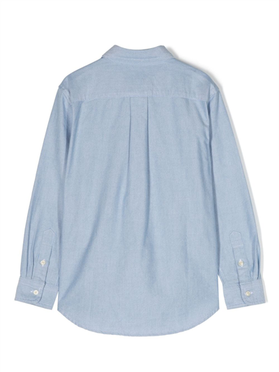 Shop Ralph Lauren Polo Bear-motif Cotton Shirt In Blue