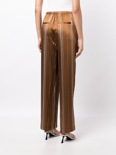 Shop Vince Striped Palazzo Trousers In Brown