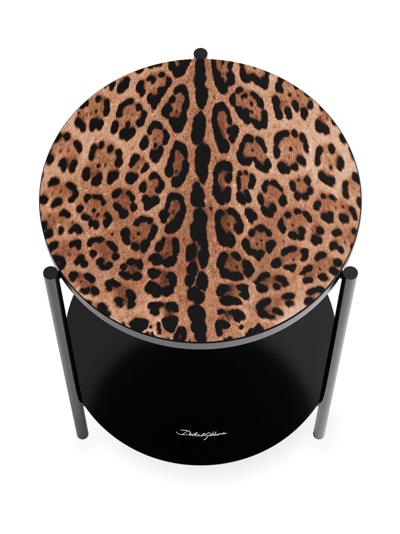 Shop Dolce & Gabbana Amore Leopard-print Coffee Table In Brown