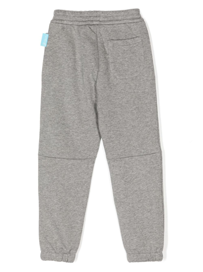 Shop Emporio Armani X Smurfs Embroidered-logo Track Pants In Grey