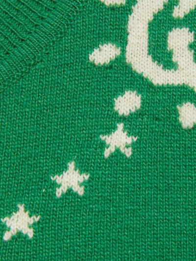 Gucci Gg Ufo-intarsia Wool Jumper In Green