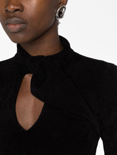 Shop Attico Catlin Cut-out Cropped Jumper In Black