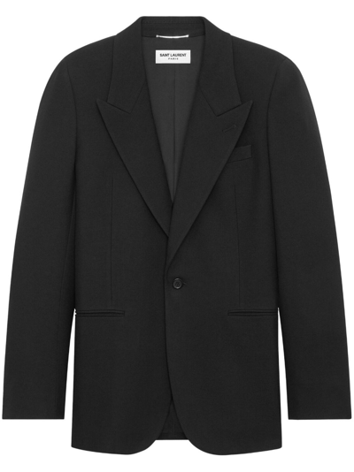 Shop Saint Laurent Single-breasted Virgin-wool Blazer In Black