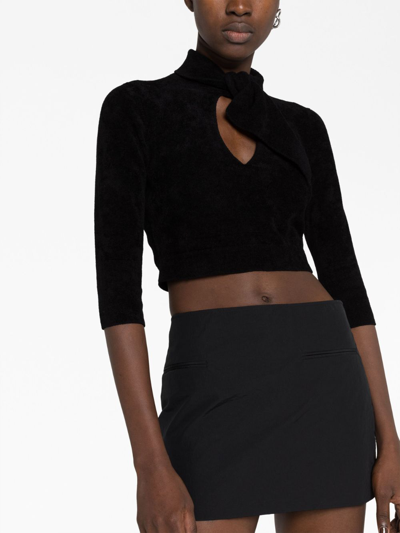 Attico Catlin Cut-out Cropped Jumper In Black
