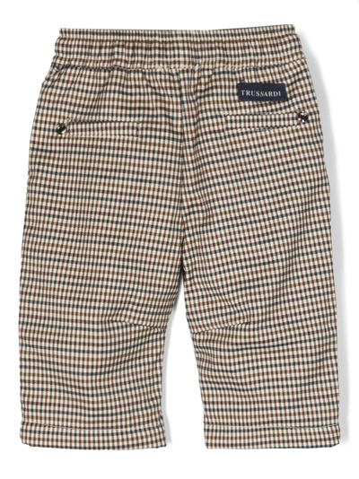 Shop Trussardi Junior Houndstooth Straight-leg Trousers In Neutrals