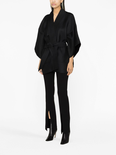 Shop Wardrobe.nyc Tied-waist Kimono Jacket In Black