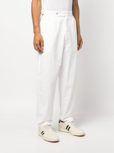 Shop Polo Ralph Lauren Off-centre Fastening Straight-leg Trousers In White