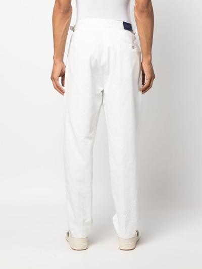 Shop Polo Ralph Lauren Off-centre Fastening Straight-leg Trousers In White