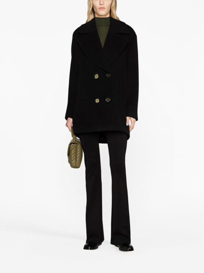 Shop Pinko Double-breasted Wool-blend Coat In Black
