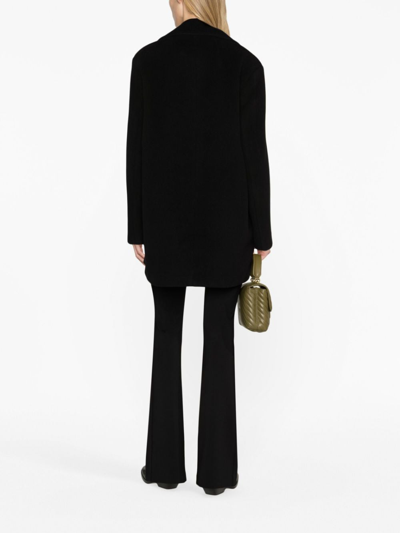 Shop Pinko Double-breasted Wool-blend Coat In Black