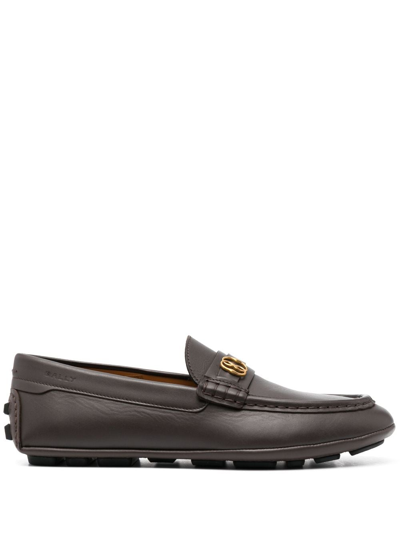 Shop Bally Logo-plaque Leather Moccasins In Brown