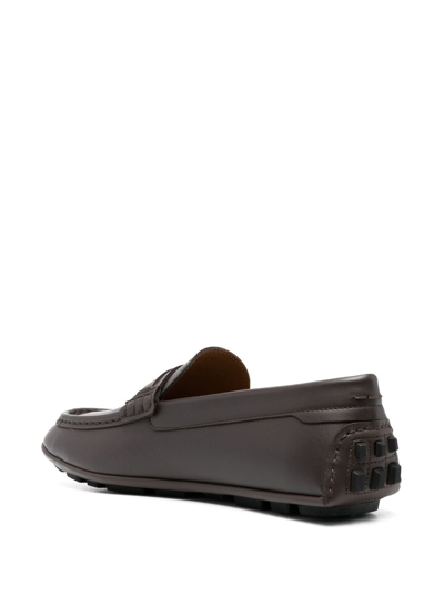 Shop Bally Logo-plaque Leather Moccasins In Brown