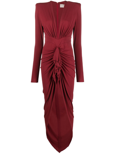 Shop Alexandre Vauthier Draped Asymmetric Jersey Dress In Red