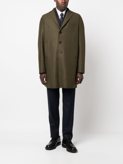 Harris Wharf London Single-breasted Virgin-wool Coat In Green