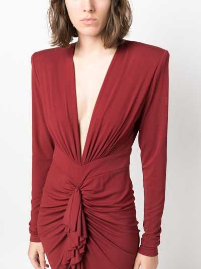 Shop Alexandre Vauthier Draped Asymmetric Jersey Dress In Red