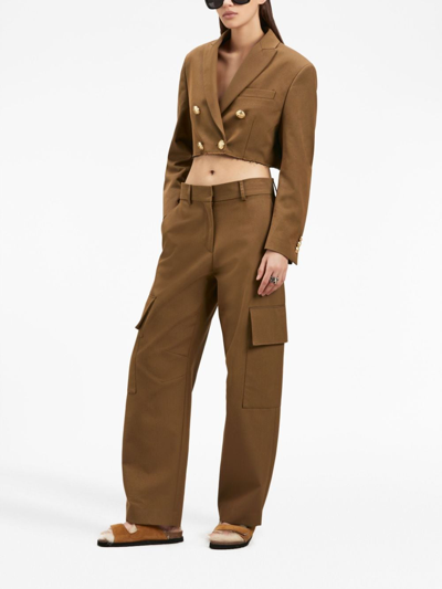 Palm Angels Tailored Cotton Blend Cargo Pants In Brown