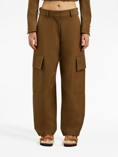 Shop Palm Angels Tapered Cargo Trousers In Brown