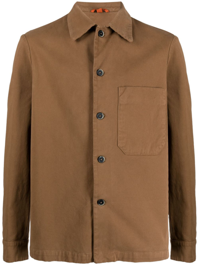 Shop Barena Venezia Spread-collar Cotton Shirt Jacket In Brown