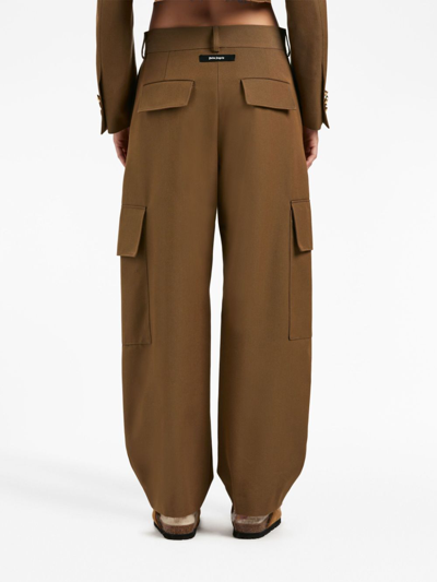 Palm Angels Tailored Cotton Blend Cargo Pants In Brown