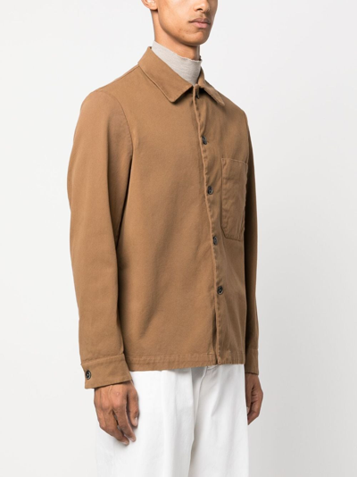 Shop Barena Venezia Spread-collar Cotton Shirt Jacket In Brown
