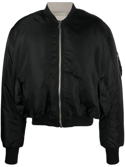 Vtmnts Nylon Bomber With Padded Shoulders And Utility Pocket In Black