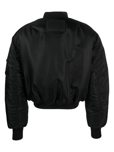 Vtmnts Nylon Bomber With Padded Shoulders And Utility Pocket In Black